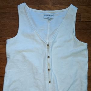 NEVER BEEN WORN - White button down and tie waist tank top